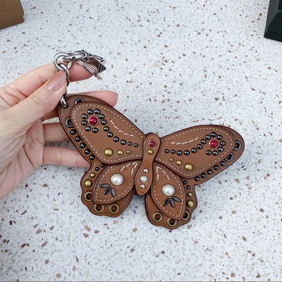 NWT Coach Butterfly 🦋 Leather Key Fob Charm - Picture 1 of 7